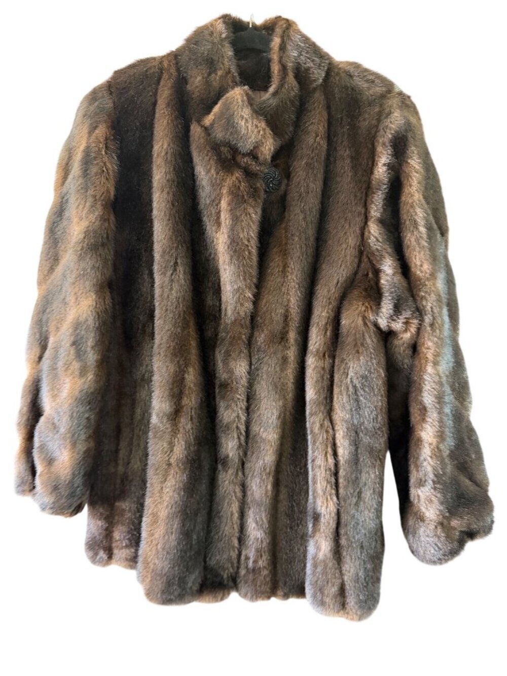 Fabulous Furs Womens Lined Faux Fur Mink Jacket Size M Brown Relaxed Pocket Glam - Picture 5 of 13